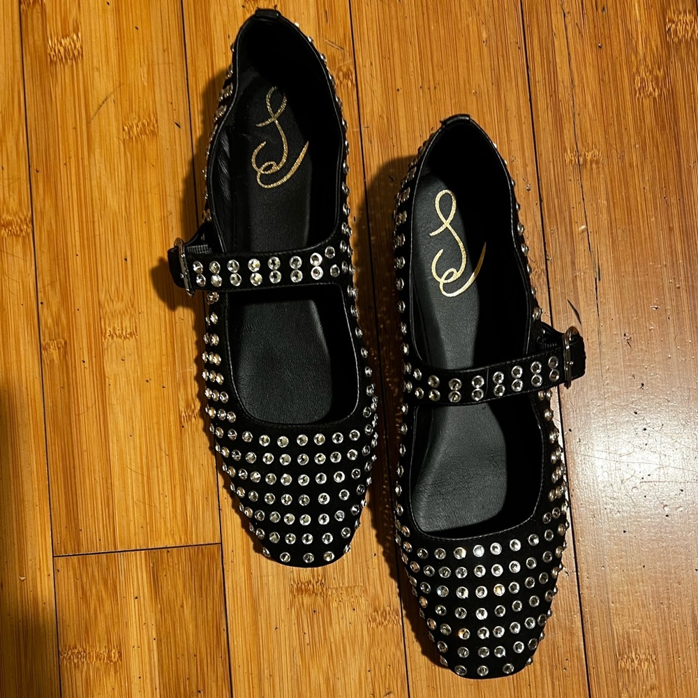 Sam Edelman Michaela Rhinestone Mary Jane Black Silver Size 10. - Picture 3 of 16